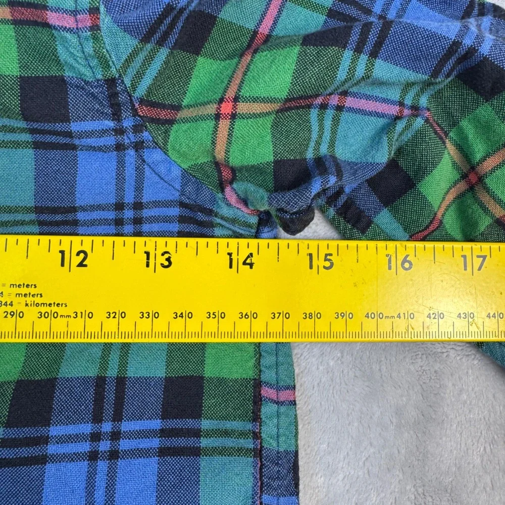 Ralph Lauren Button Down Shirt Boys Size Small Blue & Green‎ Plaid L/S